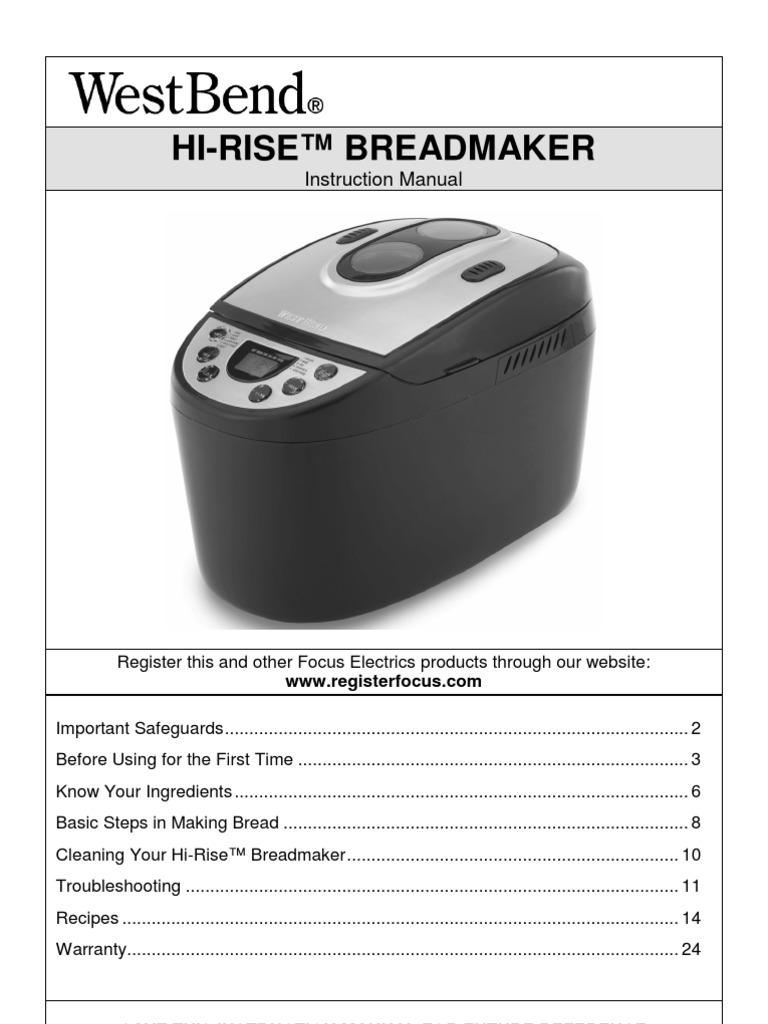 West Bend 41300 HiRise Bread Maker Breads Dough