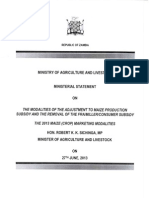 Ministerial Statement on Zambia Agriculture Subsidies (June 2013)