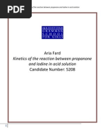 Download Kinetics Investigation - the reaction between propanone and iodine in acid Solution by Aria Fard SN150956877 doc pdf