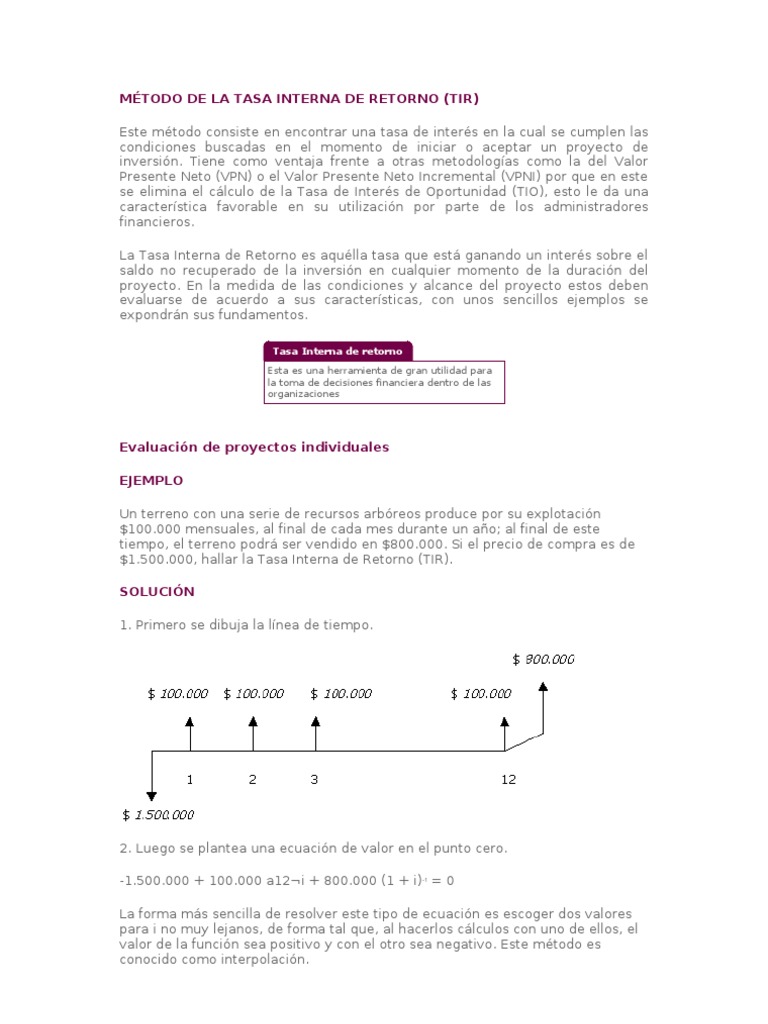 Metodo de La Tasa Interna de Retorno | PDF