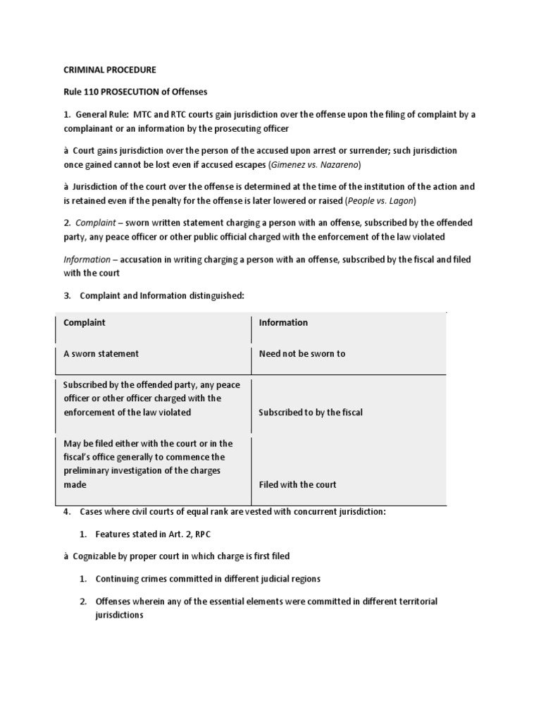 Criminal Procedure Rules 110-127 Overview | PDF