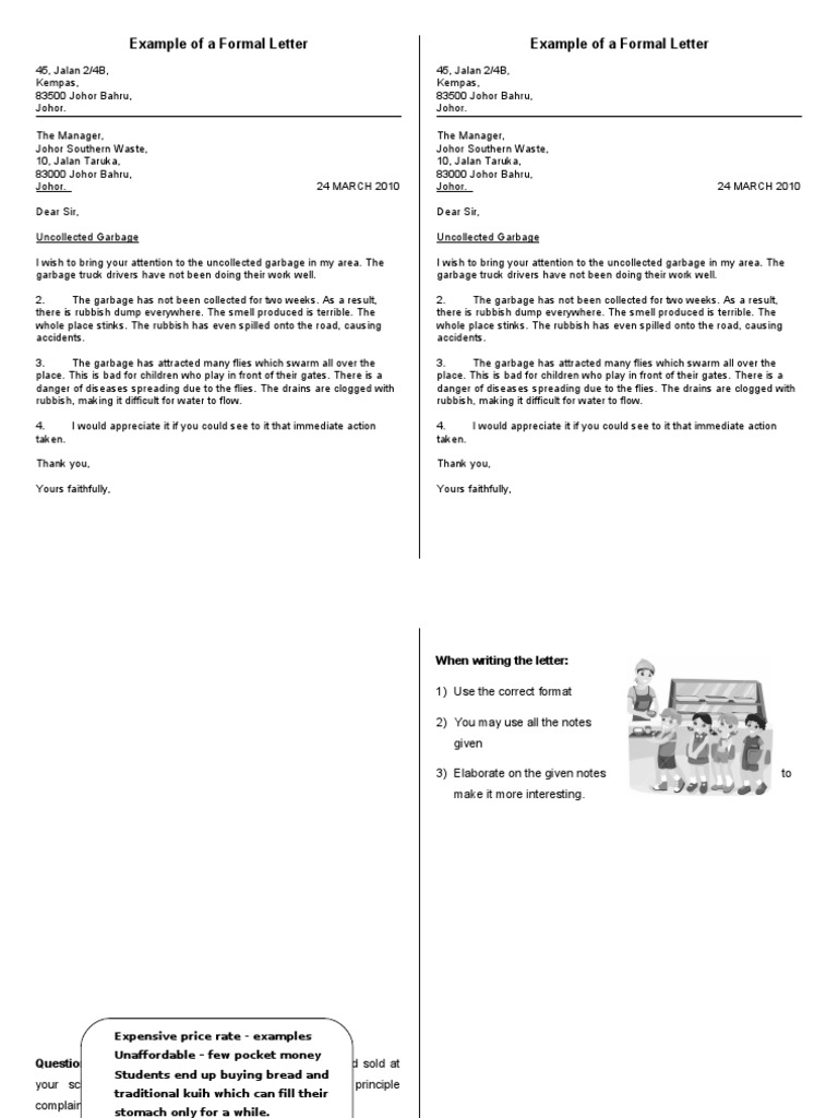 Formal Letter Example: Garbage Complaint | PDF