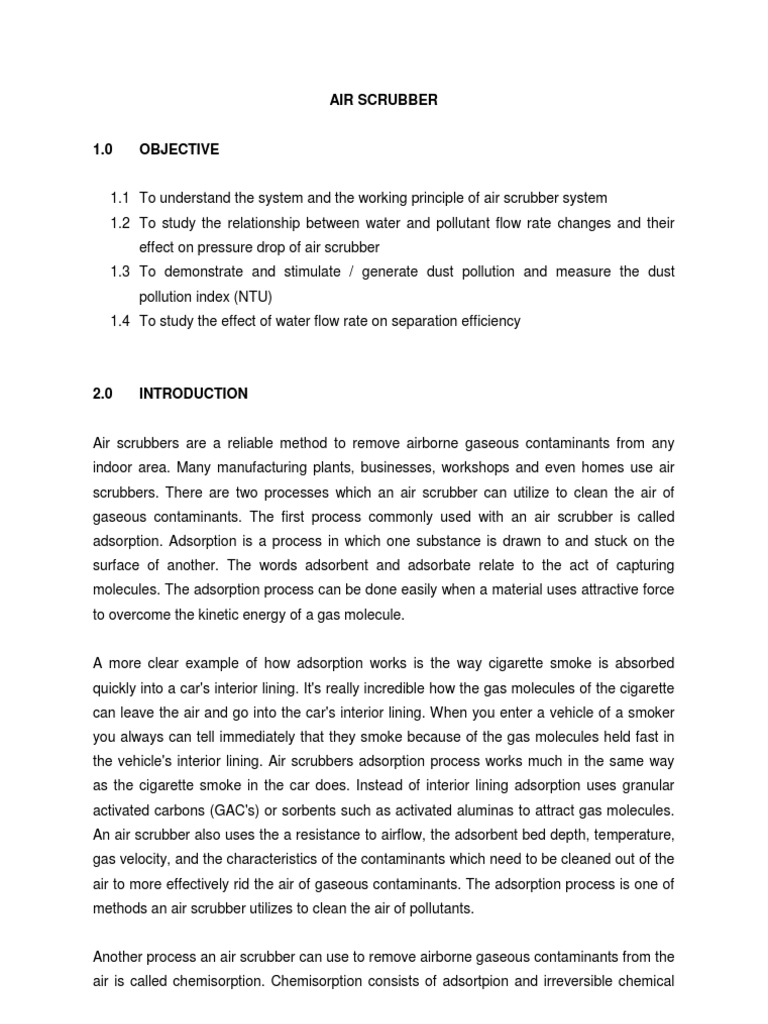 Air Scrubber Report PDF Adsorption Nature