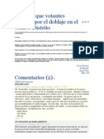 Afirman Que Votantes Optarán Por El Doblaje en El Octavo Distrito 27 04 09 El Dia