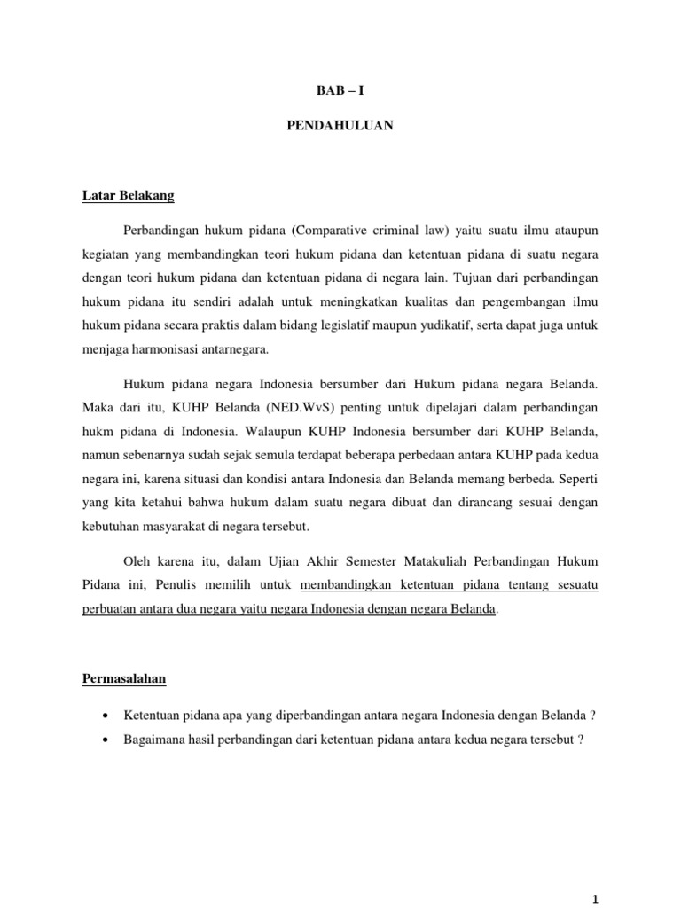 Uas Perbandingan Hukum Pidana