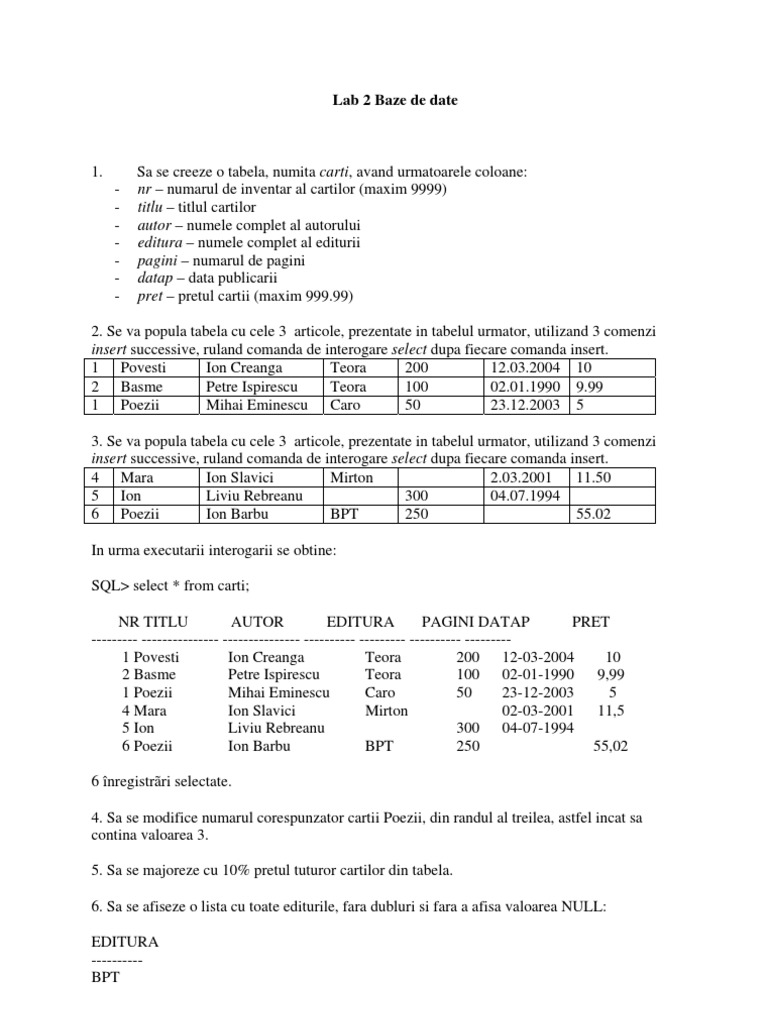 Exercitiu SQL | PDF