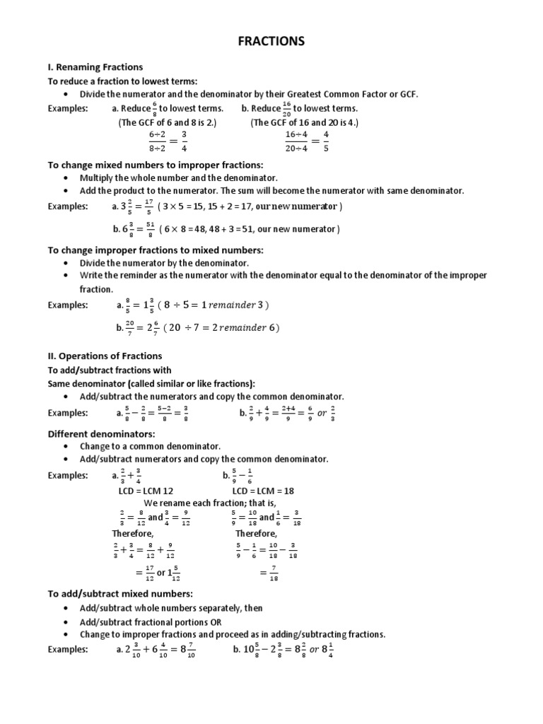 Fractions | Fraction (Mathematics) | Mathematical Notation