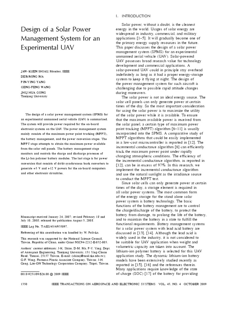 Design of A Solar Power Management System For An Experimental Uav | PDF ...