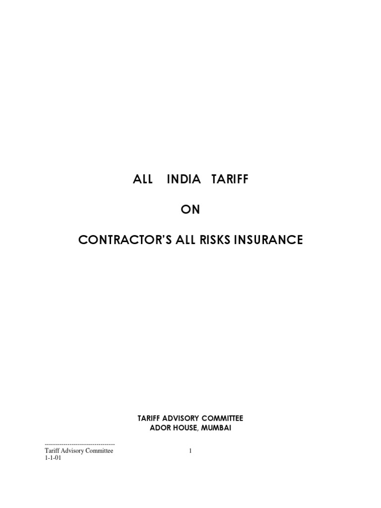 Contractors All Risk Insurance Policy Guidelines From IIB PDF | PDF ...
