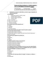 Evaluaciòn de Ciencias Naturales Unidad #2