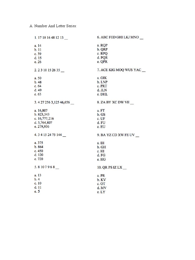 Number and Letter Series Practice Test | PDF | Computers | Technology ...