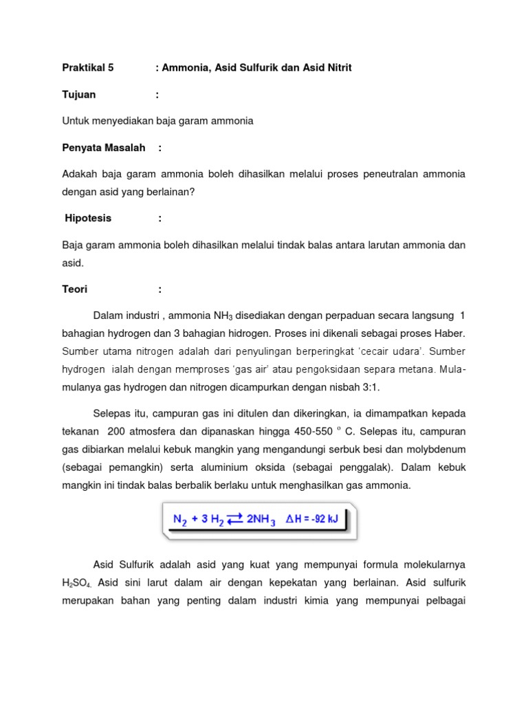 Praktikal 5 Ammonia Pdf