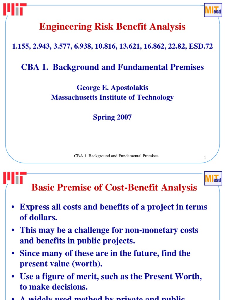 Engineering Risk Benefit Analysis: CBA 1. Background and Fundamental ...