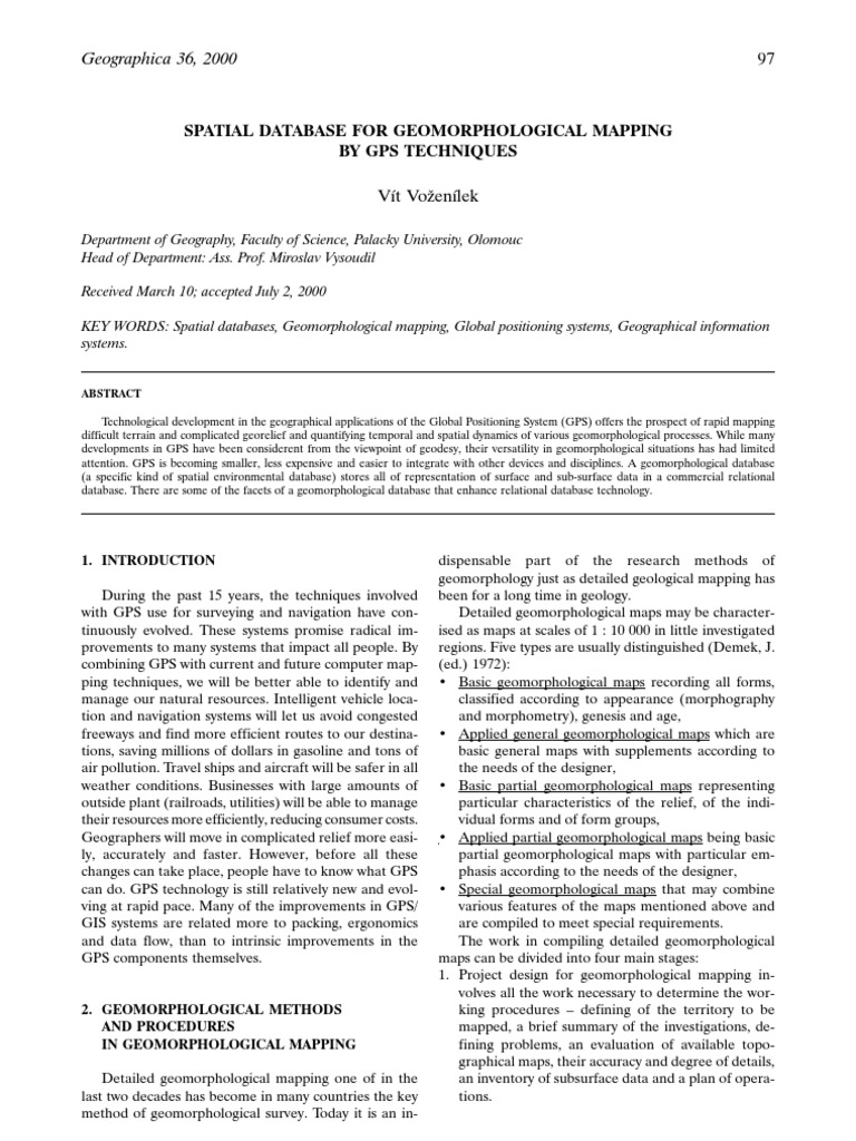 Spatial Database For Geomorphological Mapping by Gps Techniques | PDF ...