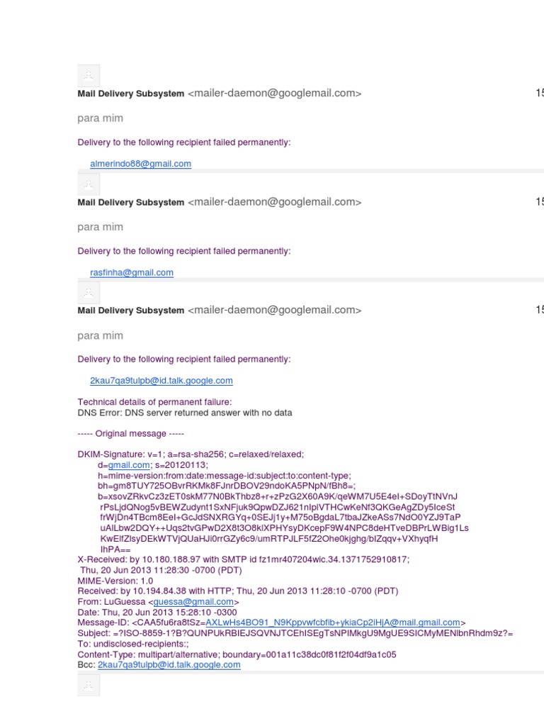 Mail Delivery Subsystem Email Domain Name System