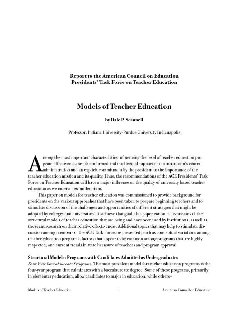 Models of Teacher Education | PDF | Teacher Education | Teachers