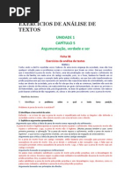 EXERCÍCIOS DE ANÁLISE DE TEXTOS