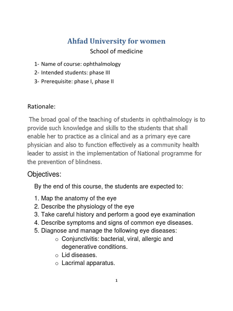 Phase III Ophthalmology Course | PDF | Wellness