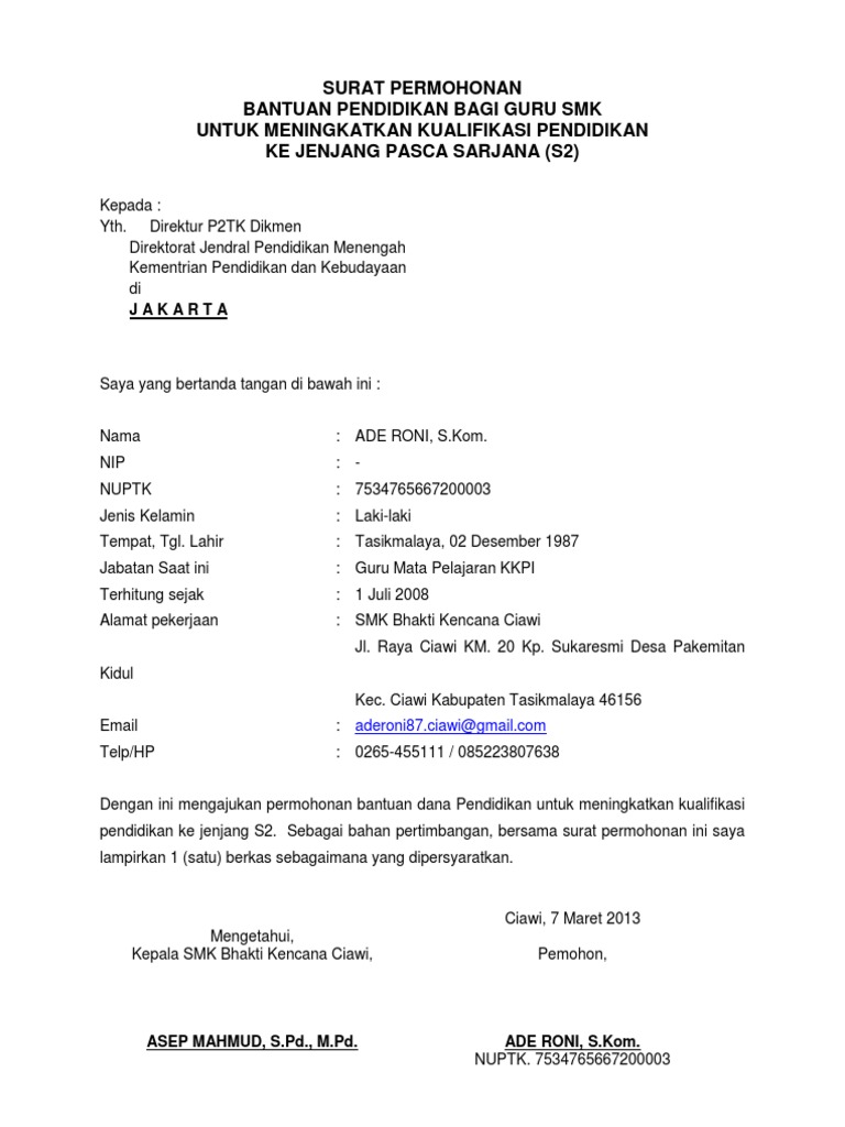 Contoh Surat Permohonan Bantuan Snack Contoh Surat