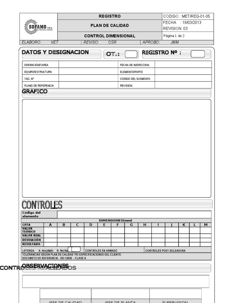 Registro de Control Dimensional