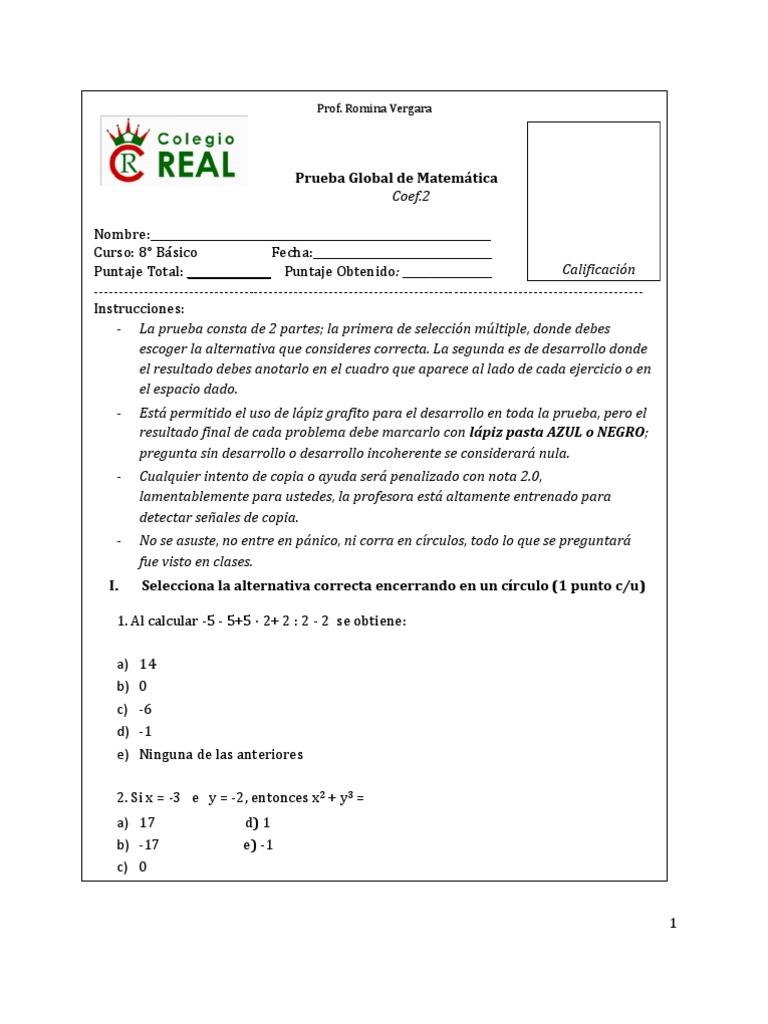 Prueba Octavo Básico | PDF | Simetría | Rotación