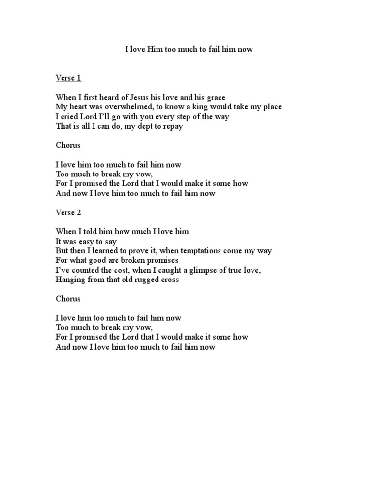 I Love Him Too Much To Fail Him Now PDF