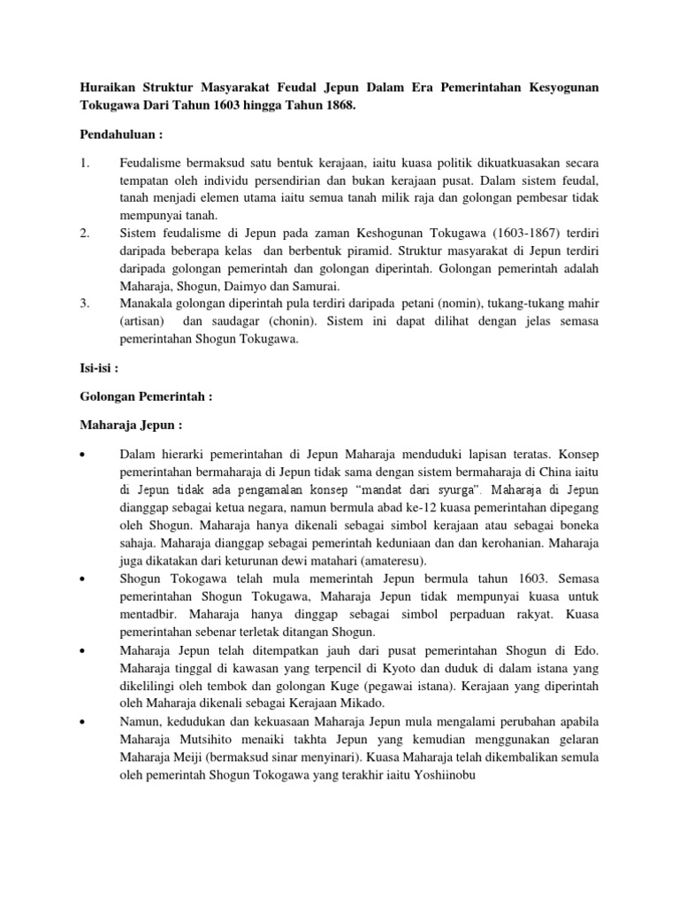 Masyarakat Feudal Jepun Pdf