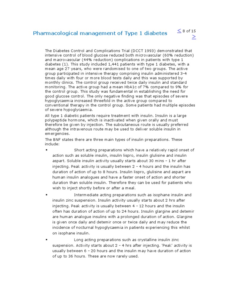 Type 1 Diabetes Pharmacological Management | PDF | Diabetes Mellitus ...