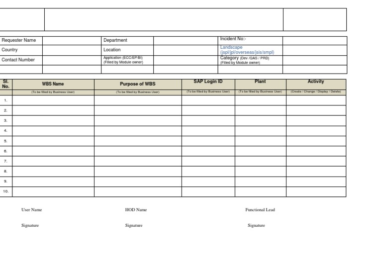 WBS Authorization Request Form | PDF