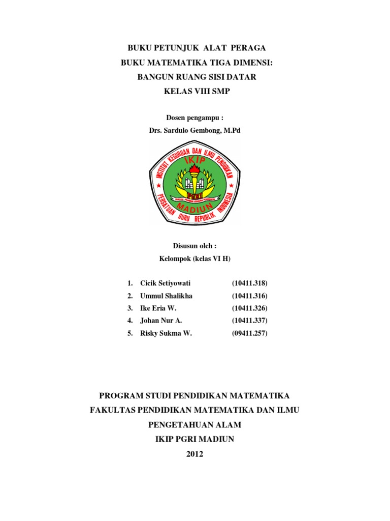 Alat Peraga Buku Matematika Tiga Dimensi Bangun Ruang Sisi 