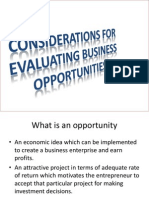 Considerations For Evaluating Business Opportunities