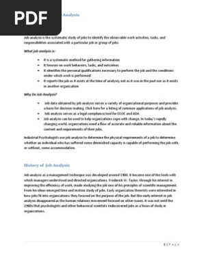 Job Analysis