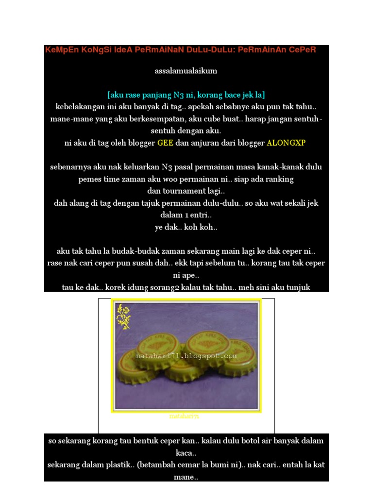Permainan Ceper: Panduan & Aturan | PDF | Pengembangan Diri