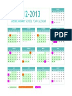 Avenue Primary School 2012-2013 Year Calendar