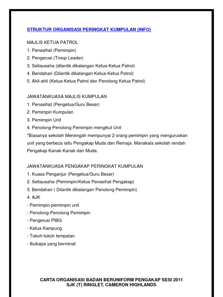 Struktur Organisasi Peringkat Kumpulan  PDF