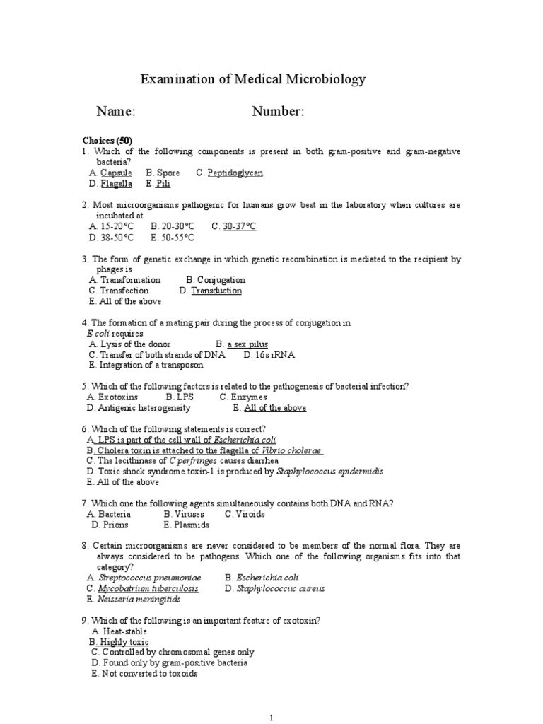 Microbiology Questions Virus Bacteria