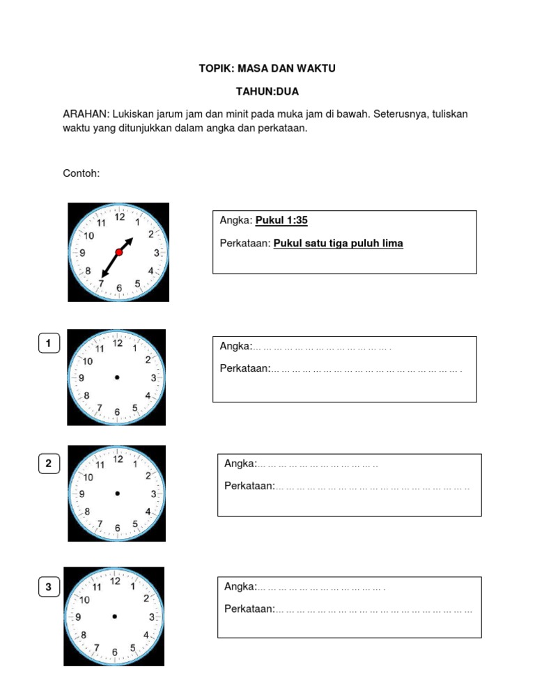 Lembaran Kerja Masa Dan Waktu Tahun 2 Pdf