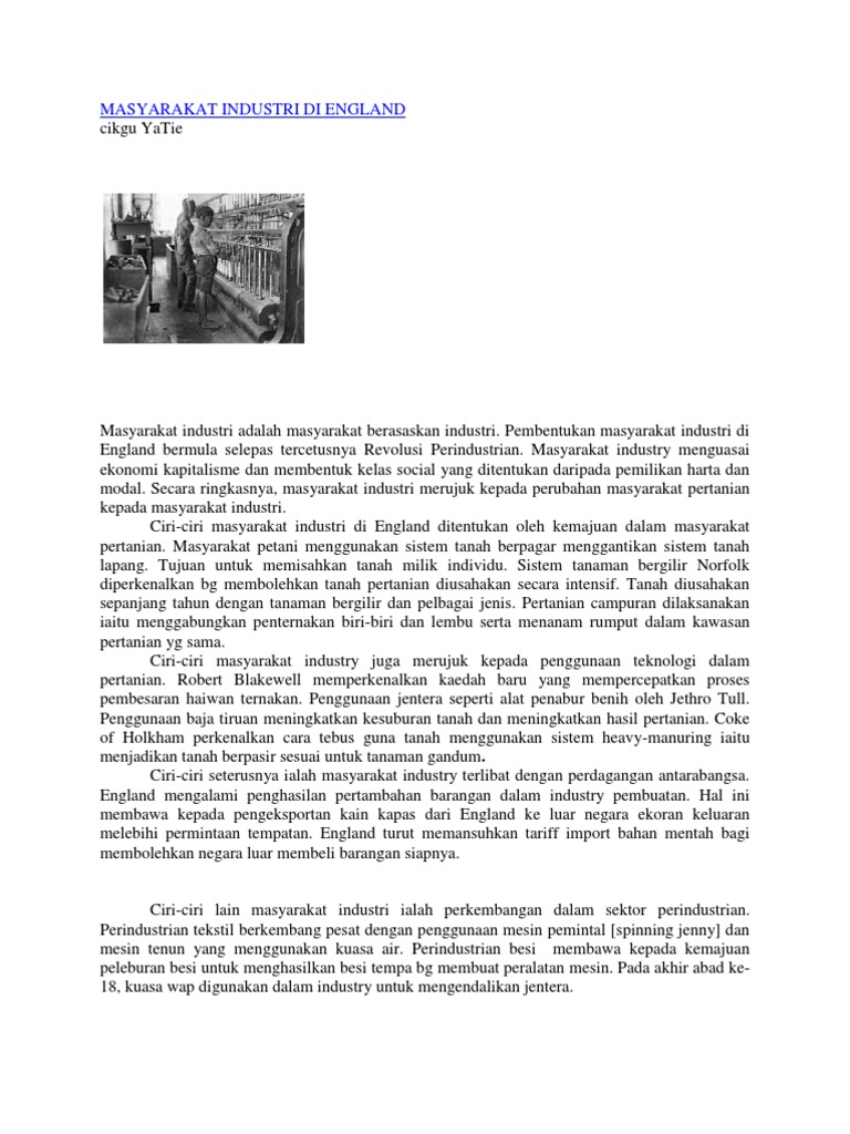 Masyarakat Industri Di England Pdf