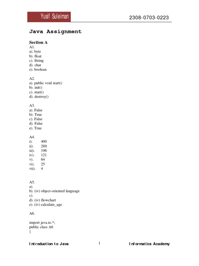 Java Assignment Overview | PDF | Computers