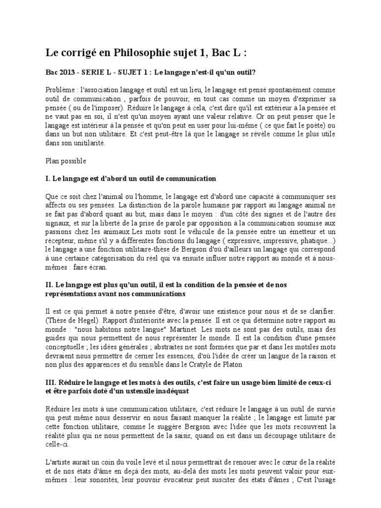 corrigé bac de francais - Commentaire et dissertation