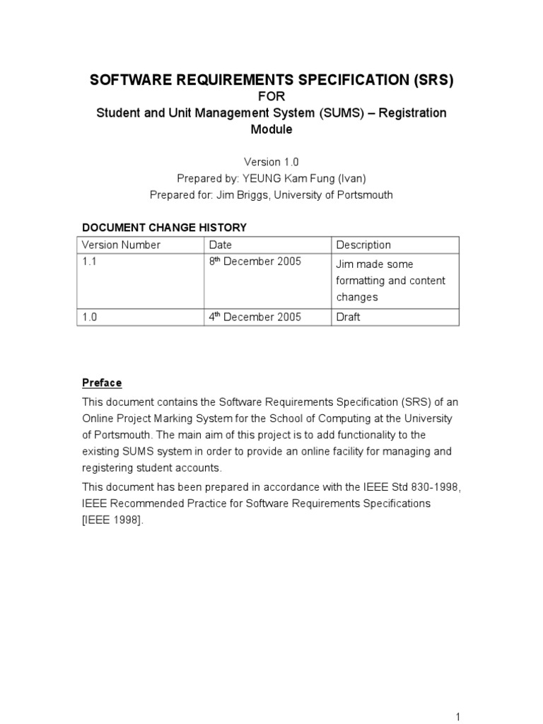 SUMS Registration Module SRS | PDF | Web Server | Internet & Web