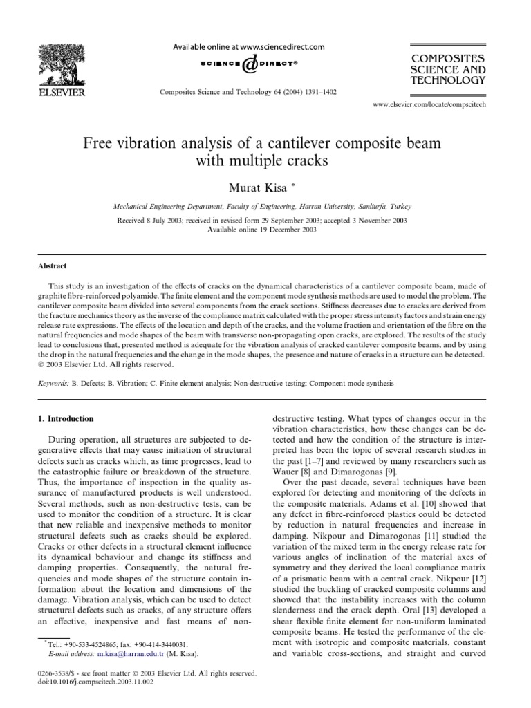 Free Vibration of Cracked Beam | PDF