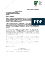 Carta 'Queremos Lana para La Ciudad Humana' Entregada Al SAT Monterrey