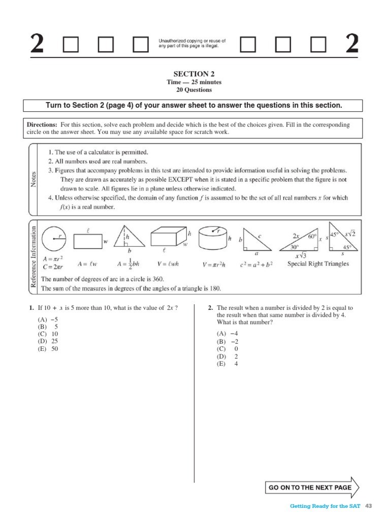 SAT Practice Questions and Solutions | PDF | Sat | Geometry