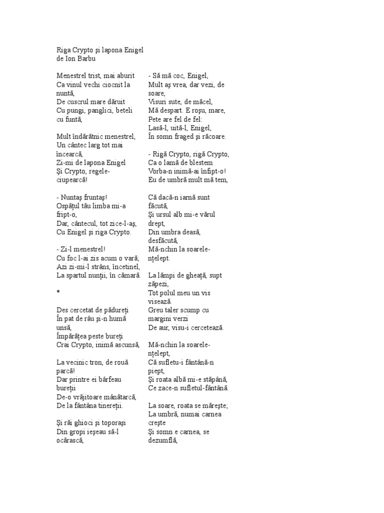 Riga Crypto Şi Lapona Enigel | PDF