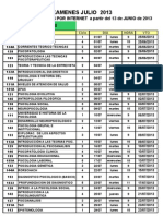 Calendario Examen Julio 2013 Plan 1988-2-0