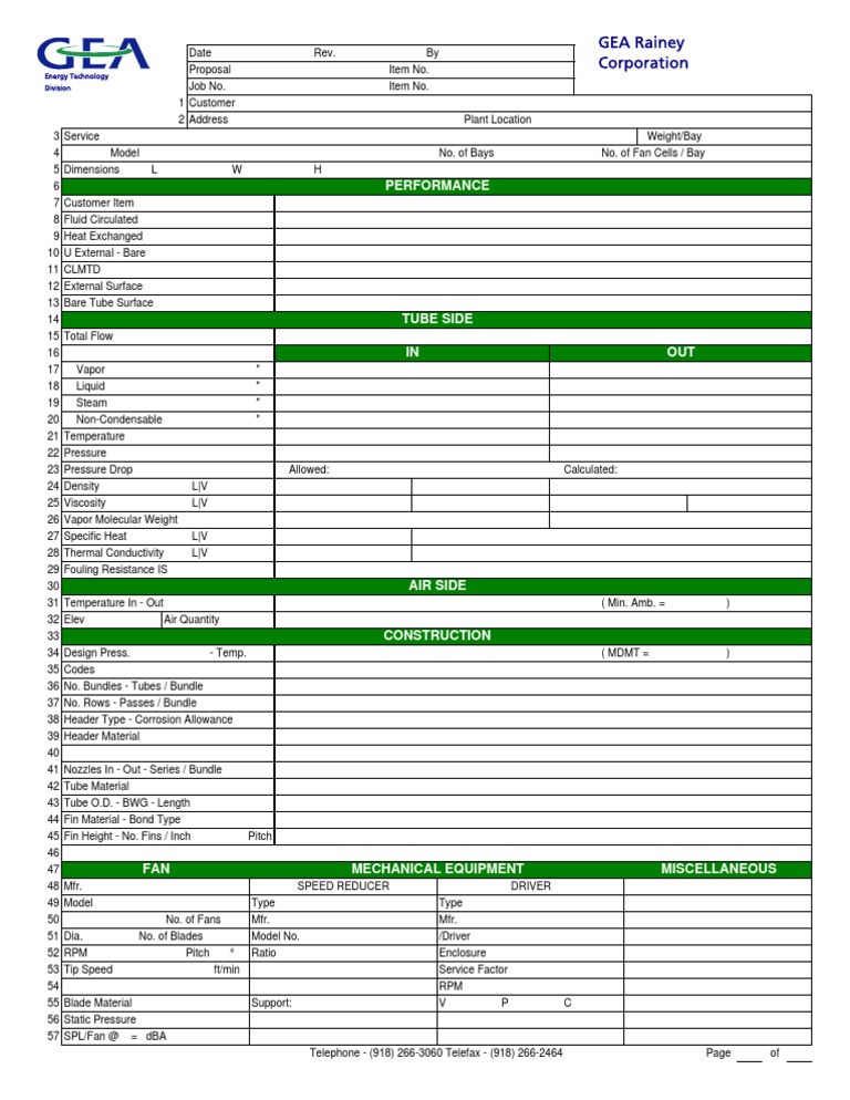 GEA Air Cooler DataSheet