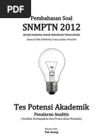 Download Pembahasan Soal SNMPTN 2012 Tes Potensi Akademik Penalaran Analitis Kode 613 by Yuan Dirgantara SN151358488 doc pdf