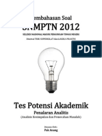 Pembahasan Soal SNMPTN 2012 Tes Potensi Akademik (Penalaran Analitis) Kode 613