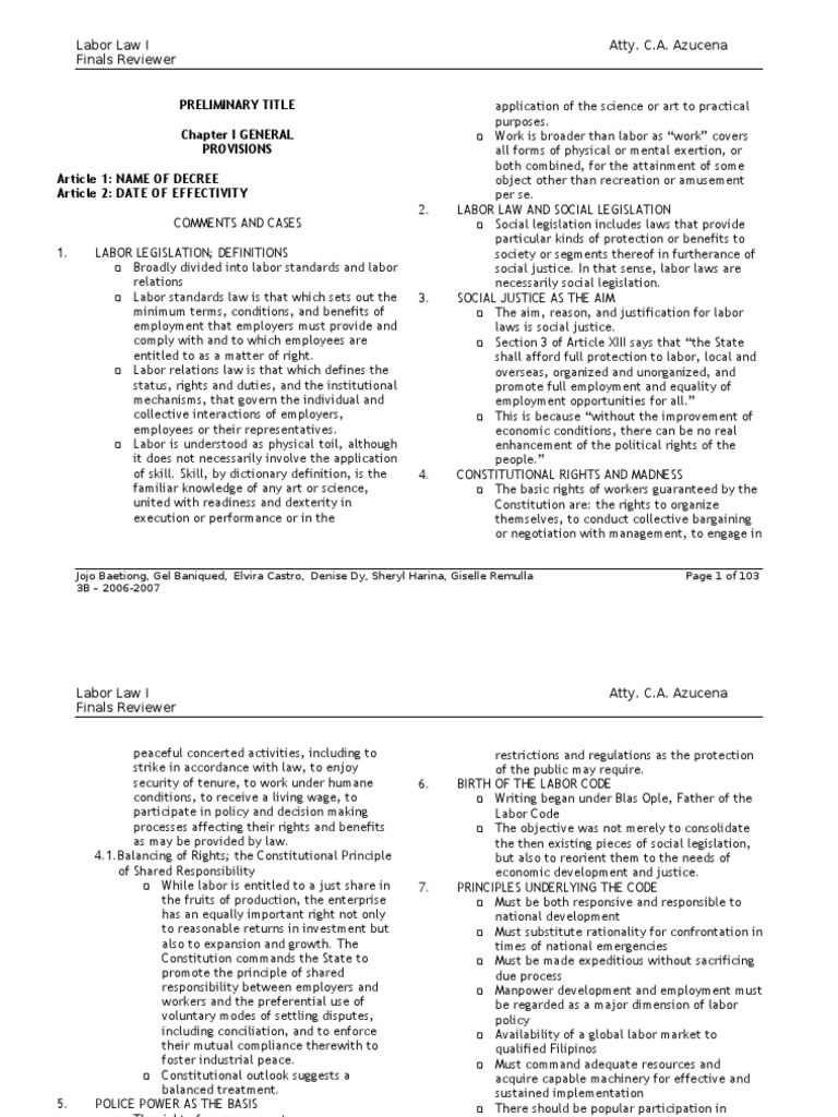 AZUCENA Labor Review | PDF